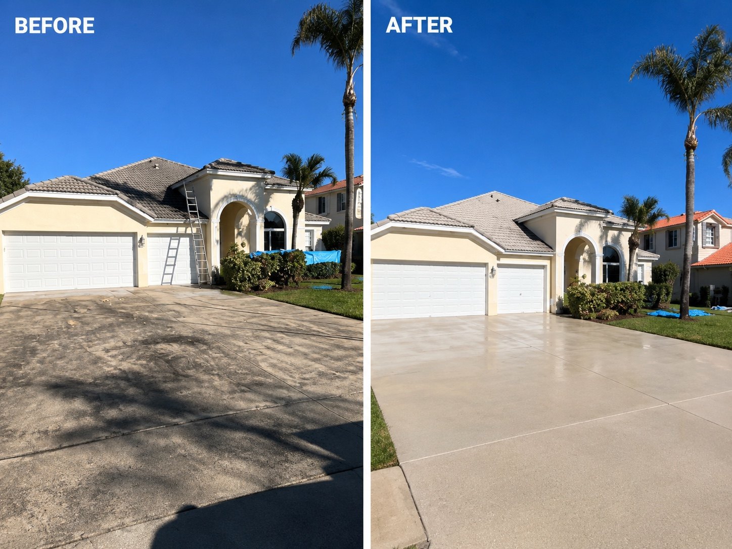 Before and after driveway cleaning